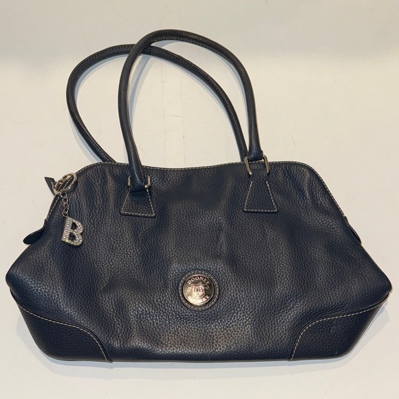 Handbags - Navy Blue Leather Tote Bag